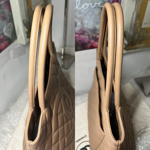 Authentic Chanel Caviar Leather Medallion Tote Quilted Bag - Picture 6 of 14